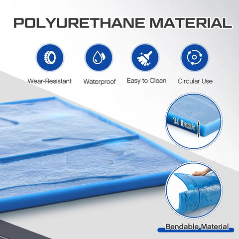 Close-up of polyurethane material for Eight Piece Concrete Stamping Mats Set With Reusable Polyurethane Texture Mats For Patios Floors Driveways And Walkways In Seven Colors Square Design For DIY Friendly Fast Durable Stamping Of Concrete Surfaces.