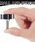Top Shelf Stainless Steel Thumb Screws With Wings Knobs For Shop Projects 16 Pack shown being held, showcasing the compact design.