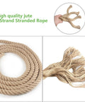 Close-up of heavy duty 1 inch Manila rope 164 feet natural jute thick twisted rope showing 4-strand detail for crafts projects.