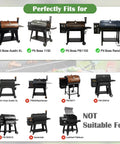 Image showing grills suitable and not suitable with Heat Deflector Upgrade Kit for Pit Boss Grills Including Austin XL Pro Series 1150 Rancher XL PB1100 Air Gap Mod Temp Probe Shield Stainless Steel Diffuser Plate for Pit Boss Accessories Easy Install.