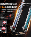 Upgraded reinforced full suspension of 2026 Romeo Pro 3 Badass Adult Electric Bicycle, showing adjustable rear shock and air front fork.