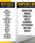 Part numbers and compatible brands for 4 Pack Dryer Leveling Feet For Whirlpool Kenmore Maytag KitchenAid Replacement For AP4295805 PS1609293