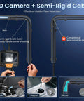 Endoscope Camera With Light For Tight Spaces, IP67 Waterproof Borescope showing semi-rigid cable and inspection tool features