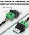 Slick USB To Four Pin Screw Terminal Block Adapter For Quick Cable Extensions And No Sweat Project Hookups A Rock Solid DIY Electronics Breakout Module showing labeled terminals and connections.