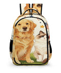 Heart And Bone Pet Pals Printed Unisex Backpack With Large Capacity featuring dog and cat design, durable polyester.
