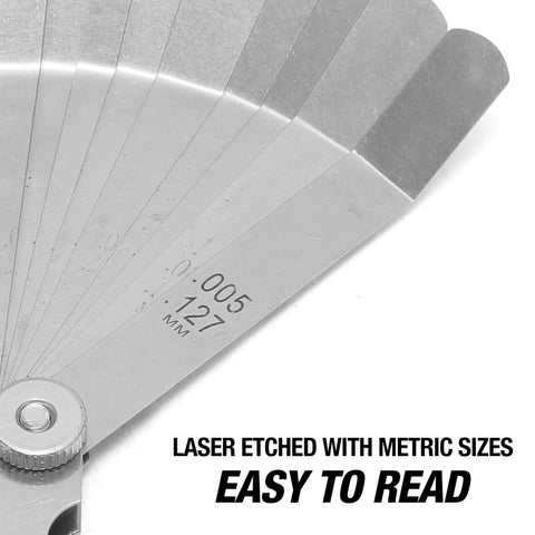 Offset Feeler Gauge Set With 16 Blades For Auto And Machinist Precision, Measures 0.005 To 0.020 Inches (0.127-0.508 mm), Hardened Steel Blades, Gearheads Approved For DIY Projects And Shop Use