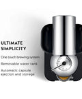 Top view of Vertuo Coffee And Espresso Maker By Breville Chrome One Touch Single Serve Coffee Or Espresso with controls visible