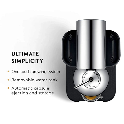 Top view of Vertuo Coffee And Espresso Maker By Breville Chrome One Touch Single Serve Coffee Or Espresso with controls visible