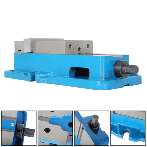 Rugged 3 Inch Milling Vise Without Base For Drill Press And Milling Machine Heavy Duty Cast Iron Jaw Holder from side angle