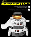 Beefed Up 2.0L Alternator For Honda Civic 2016 2017 2018 2019 2020 2021 2022 Automatic Transmission Ex LX Sport Type R Models With 12V 135A Output CW Rotation 7 Groove Pulley Replacement OE 31100 5BA A01 detailed view showing aluminum housing