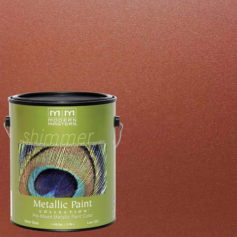 1-gallon can of Antique Copper Metallic Paint With Real Metal Particles Water Based Finish For Furniture Cabinets And Crafts Durable Shimmer That Will Not Tarnish Packaging May Vary Ideal For DIY Home Decor And Upcycling Projects against a copper backdrop
