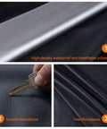 All Weather Universal Car Cover Waterproof Outdoor Shield showcasing materials, scratch and tear resistance features.
