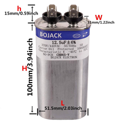Must Have 12.5uF Oval Run Start Capacitor 370V to 440V For AC Motors And Fans CBB65 UL Recognized 12.5 MFD Replacement