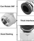 Close-up of 10 Pack Push To Connect Pneumatic Fittings 8mm Tube OD To One Quarter Inch NPT Male Straight Quick Connect, highlighting features.