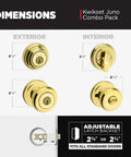 Keyed Front Door Knob And Deadbolt Set With SmartKey Rekey, Polished Brass Exterior Entry Kit dimensions diagram