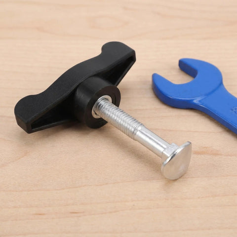 Upgrade Your Lawn Mower With These 4 Piece Handle Bolt Replacement Kit Featuring Durable Abs And Steel Wing Knob Screws For A Reliable Grip, Quick Release Design, And Smooth Adjustments Perfect For DIY Yard Work And Tough Maintenance Jobs. black ABS wing knob bolt with steel screw and wrench