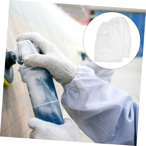 Heavy Duty Canvas Sandblasting Arm Sleeves For Mechanics And Shop Rats Tough As Nails Protective Forearm Guards in use.