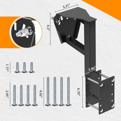 Spare Tire Mount For Utility Trailers With 3 Nut Design Heavy Duty Spare Tire Carrier Withstands 180 Lbs, side view with dimensions