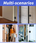 Heavy Duty RV Magnetic Door Catch 2 Pack shown on various doors in homes and RV, indicating versatile use.