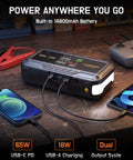 Roadside Lifesaver All In One Jump Starter With Air Compressor And USB C Fast Charge 8000A Peak 160 PSI Tire Inflator LCD