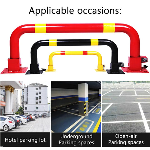 Heavy Duty Steel Machine Guard Rail With U Shaped Guardrail Anti Collision Bar For Garage Walls And Cars Protection in red and black with applicable uses for hotels and parking spaces.