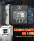 Digital Angle Finder With Dual Hella Bright Green Lasers And Rugged Magnetic Base Four Side Layout Gauge for precise measurements.
