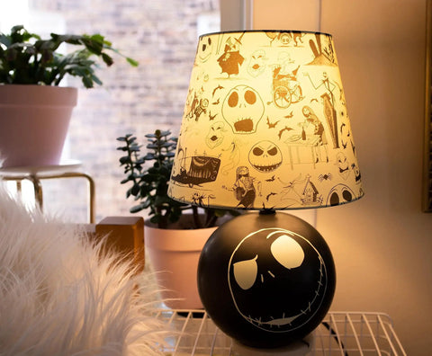 Nightmare Before Christmas Jack Skellington Table Lamp LED Light for Bedroom and Living Room with Halloween pattern shade
