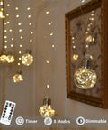 Warm White 200 LED Wishing Ball Window Curtain Lights With Remote USB Battery Powered Twinkle Globe Fairy Lights for Wedding Decor
