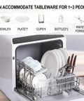 Compact Countertop Dishwasher With Built-In Water Tank For Apartments And RVs, Mini Portable Tabletop Washer With Drying Function, Five Programs Like Normal Quick Eco Baby Care Fruit, Quick Clean In 29 Minutes with tableware inside.