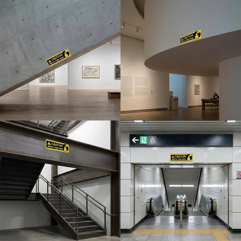 Heads Up Caution Sign Stickers 4 Pack Self Adhesive Vinyl Safety Decals For Warehouse Basement Stairs Low Clearance And Factory 11.8 Inch By 3.94 Inch on stairs and low-clearance areas