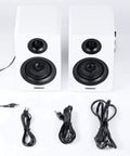 SW208 3 Inch Active Bluetooth 5.0 Bookshelf Speakers Pair With 60 Watt Output Carbon Fiber Drivers Built In 24 Bit DAC White Finish
