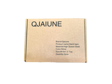 Packaging box labeled with product details, M18x1.5 Tap Set Right Hand Thread Tapping Tool For Metal, High Speed Steel HSS Thread Milling Taps.