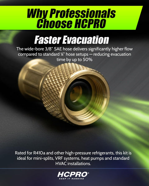 Close-up of 3/8 SAE hose fitting from Valve Core Removal Tool For HVAC Pro Grade Kit With Three Eighths Inch Evacuation Kit.