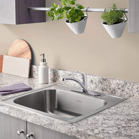Colony Pro Single Handle Kitchen Faucet With Side Spray And Deck Plate In Polished Chrome Drip Free Ceramic Disc Valve Memory Positioning And Adjustable Hot Temperature Limit For Slick Kitchen Upgrade