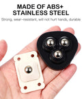 Close-up of 32 Pack Self Adhesive Mini Caster Wheels with 360 Degree Swivel, ABS and Stainless Steel Build, in hand