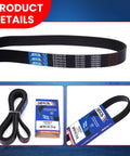 Premium 8PK1865 Serpentine Belt For Toyota Tundra 5.7L Engines Fits 2009 to 2011 Models, displayed on packaging and belt layout.