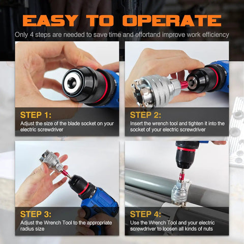 Steps to use Adjustable Universal Socket Wrench With Three Eighths Inch Drive, Multi Function Drill Bit Adapter For 10 To 19mm Nuts