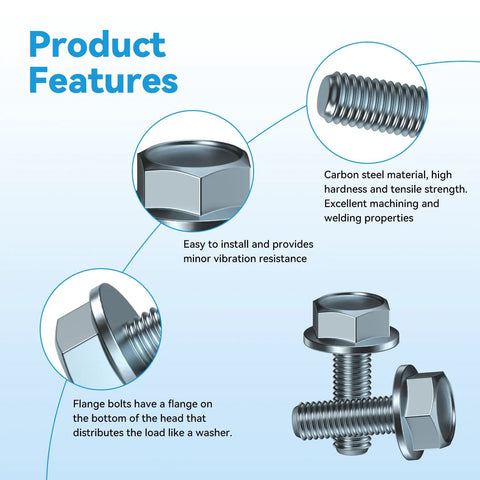 "M10x1.25 Hex Head Flange Bolts 25mm Length 10 Pack For ATV UTV Quad Go Kart Lawn Mower Snowmobile Motorcycle Truck And More Durable Steel Fasteners For Automotive And Equipment showcased with features"