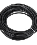 Coiled black polyurethane air tubing, 1/4 in (6 mm) OD, 4 mm ID, 39 ft long for air compressor use