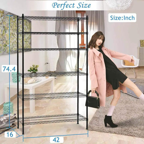 Heavy Duty Metal Wire Shelving Unit 6 Tier Adjustable Steel Utility Storage Rack Nsf Certified Rock Solid Frame And No Sweat Setup For Garage Or Warehouse Hella Durable 1500 Lbs Capacity 42X16X72