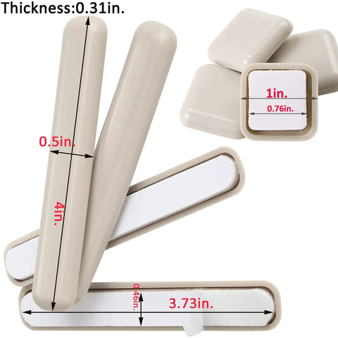 Combo Pack Self Adhesive Furniture Sliders For Carpet And Hardwood Floors 32 One Inch Square Gliders And 16 Half Inch By Four Inch Bar Sliders Easy Glide Setup Protect Floors Move Heavy Furniture Like A Boss shown in size comparison.