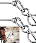 Close-up of Two Sets Horse Tie Ring And Training Gear Pack With Quick Snaps, Eye Bolts, And Tie Rings Six Piece Safe Durable Horse Tack.