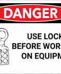 Lock Out Before Working On Equipment 8x12 Aluminum Safety Sign For Machinery Maintenance Outdoor Sunproof Yard Plaque Wall Plate Built Tough