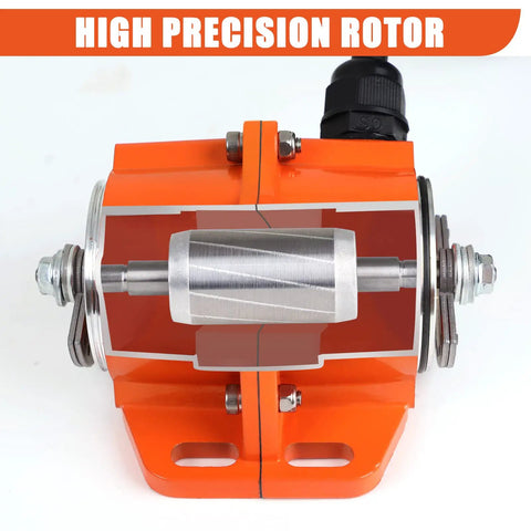 Cutaway view of an orange Concrete Vibrator Motor 90W 110V 3600RPM Aluminum Alloy Case Built To Last Vibe For Shaker Table showing rotor.