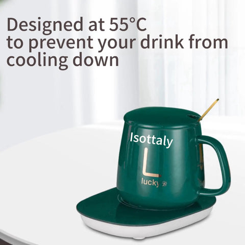 Skip The Lukewarm Sip With This Smart Electric Coffee Mug Warmer Set crafted to keep your desk beverages hot at 55°C.