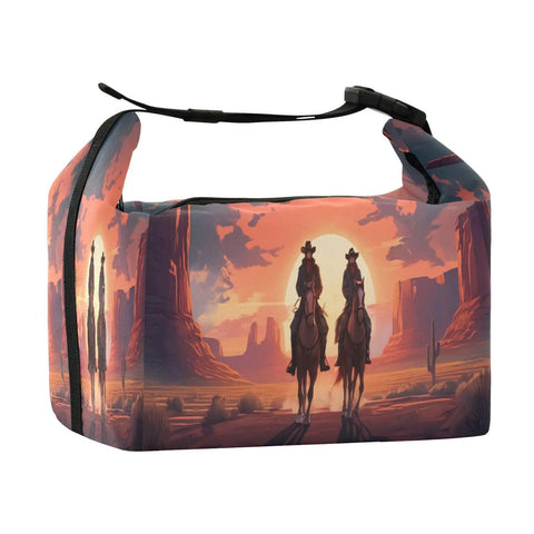 Cowboy Ride Desert Theme Insulated Lunch Bag With High Capacity Tote For Work Picnics And Camping Leakproof Reusable Cooler