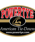 PowerTye logo with American Tie-Downs slogan and website URL, promoting Heavy Duty 2 Inch X 10 Foot Retractable Ratchet Tie Down Straps