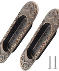 Two Pack 4.13 Inch European Recessed Flush Pull Handle Set In Stainless Steel With Antique Copper Finish for cabinets and drawers