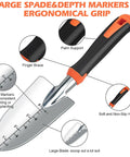 Heavy Duty Garden Shovel With Measurement Mark Pro Grade Ergonomic Rubber Handle and Sturdy Trowel for Planting