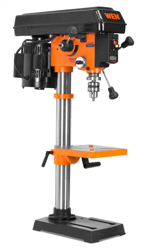 10 Inch Benchtop Drill Press With Beefy 6.2 Amp Variable Speed Motor, Cast Iron Frame, Laser Guide, And Digital RPM Readout From 530 To 3100, Built For Precise, Easy Drilling In Home Shop DP1062V